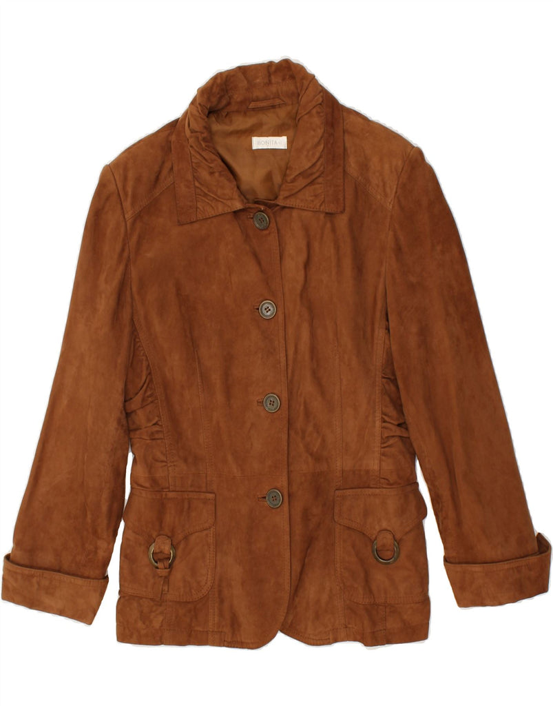 BONITA Womens Suede Jacket IT 42 Medium Brown Leather | Vintage Bonita | Thrift | Second-Hand Bonita | Used Clothing | Messina Hembry 