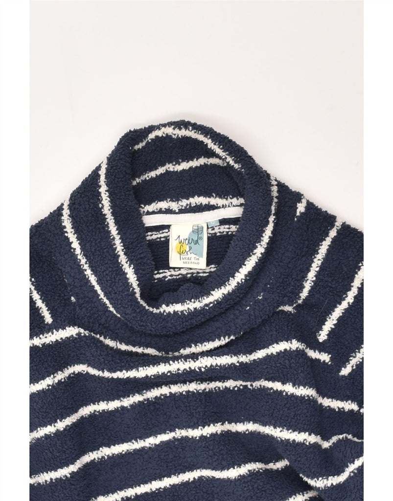 WEIRD FISH Womens Fleece Jumper UK 12 Medium  Navy Blue Striped Polyester | Vintage Weird Fish | Thrift | Second-Hand Weird Fish | Used Clothing | Messina Hembry 