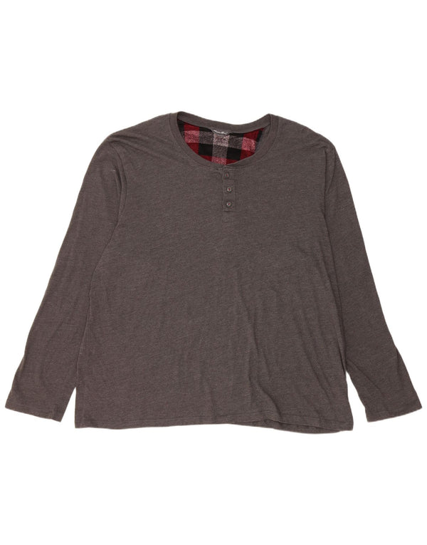 EDDIE BAUER Mens Top Long Sleeve 2XL Grey Cotton