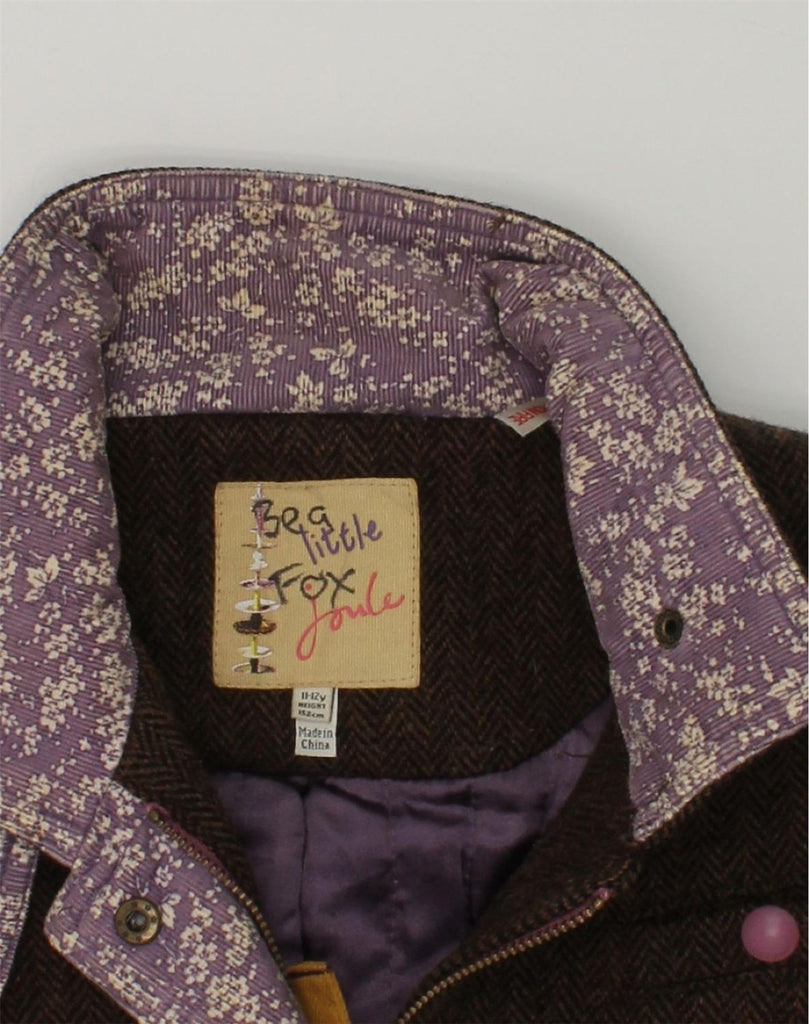 JOULES Girls Overcoat 11-12 Years Purple Herringbone Wool | Vintage Joules | Thrift | Second-Hand Joules | Used Clothing | Messina Hembry 