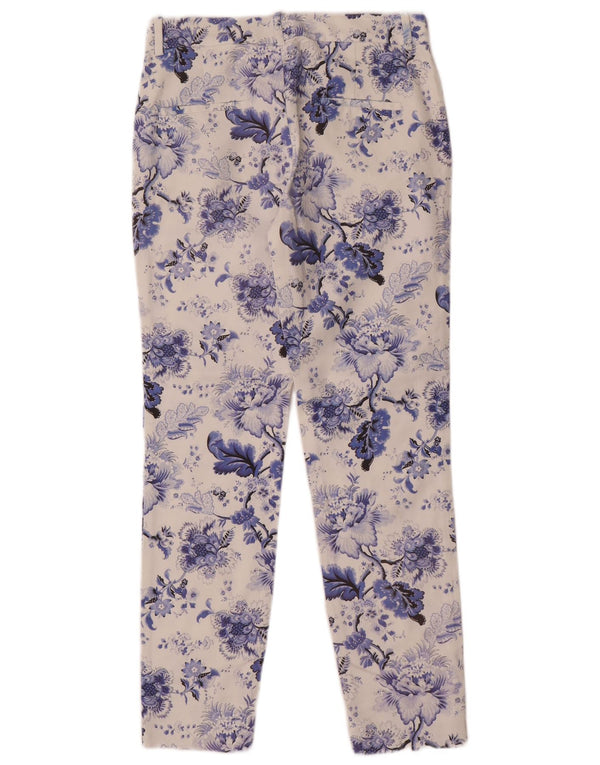 Zara Womens Slim Chino Trousers EU 34 2XS W24 L27 White Floral