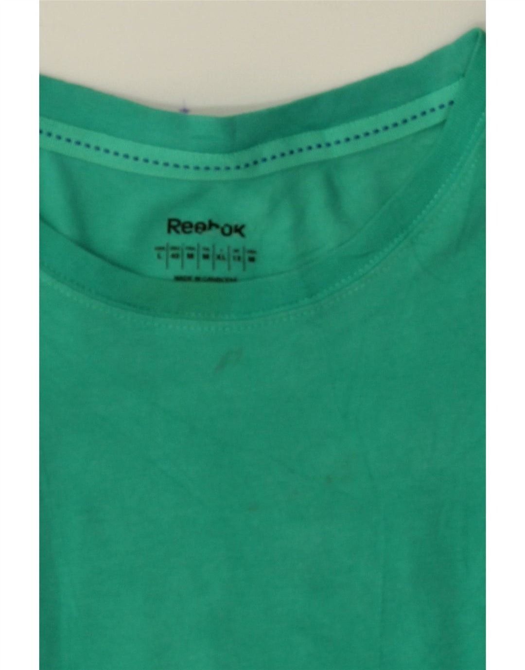 REEBOK Womens T-Shirt Top UK 12 Medium Turquoise Cotton Vintage Reebok and Second-Hand Reebok from Messina Hembry 