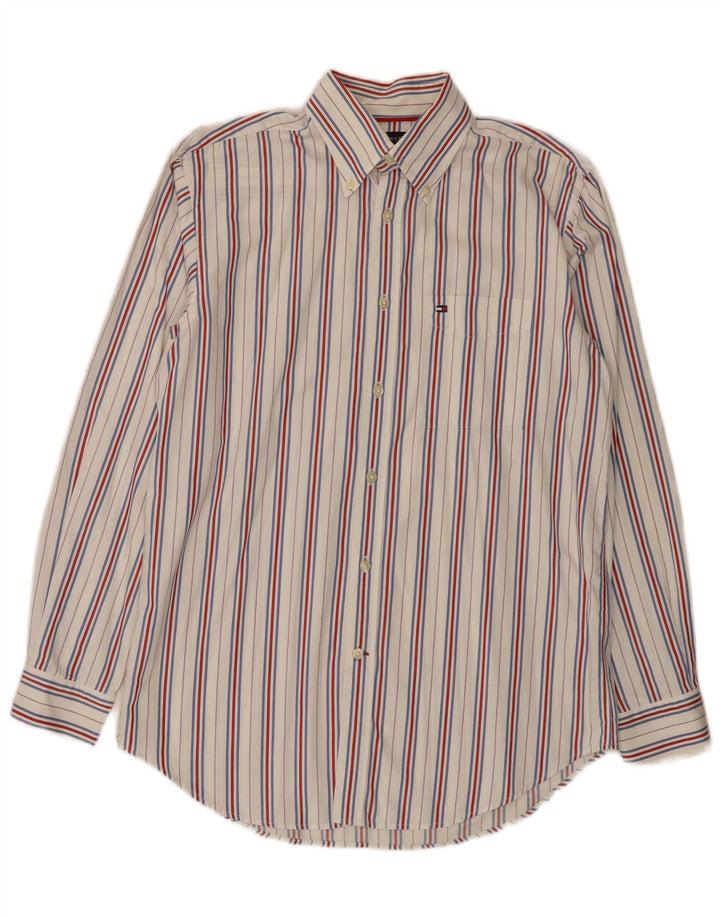 Tommy Hilfiger Mens Shirt Small White Pinstripe Cotton