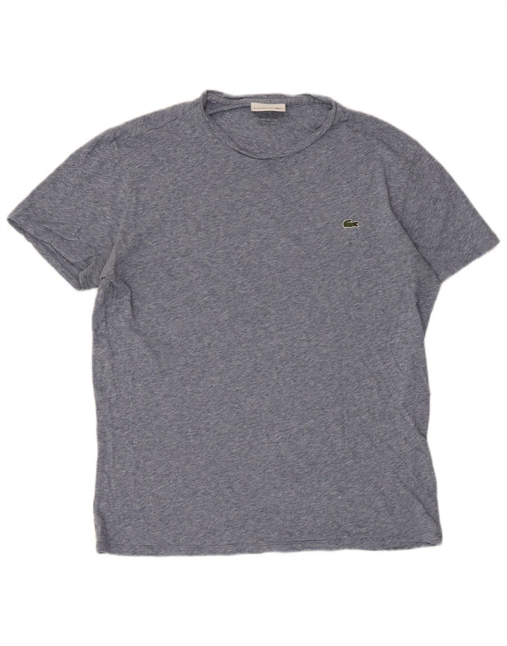 Lacoste Mens Regular Fit T-Shirt Top Size 4 Medium Blue Flecked Cotton