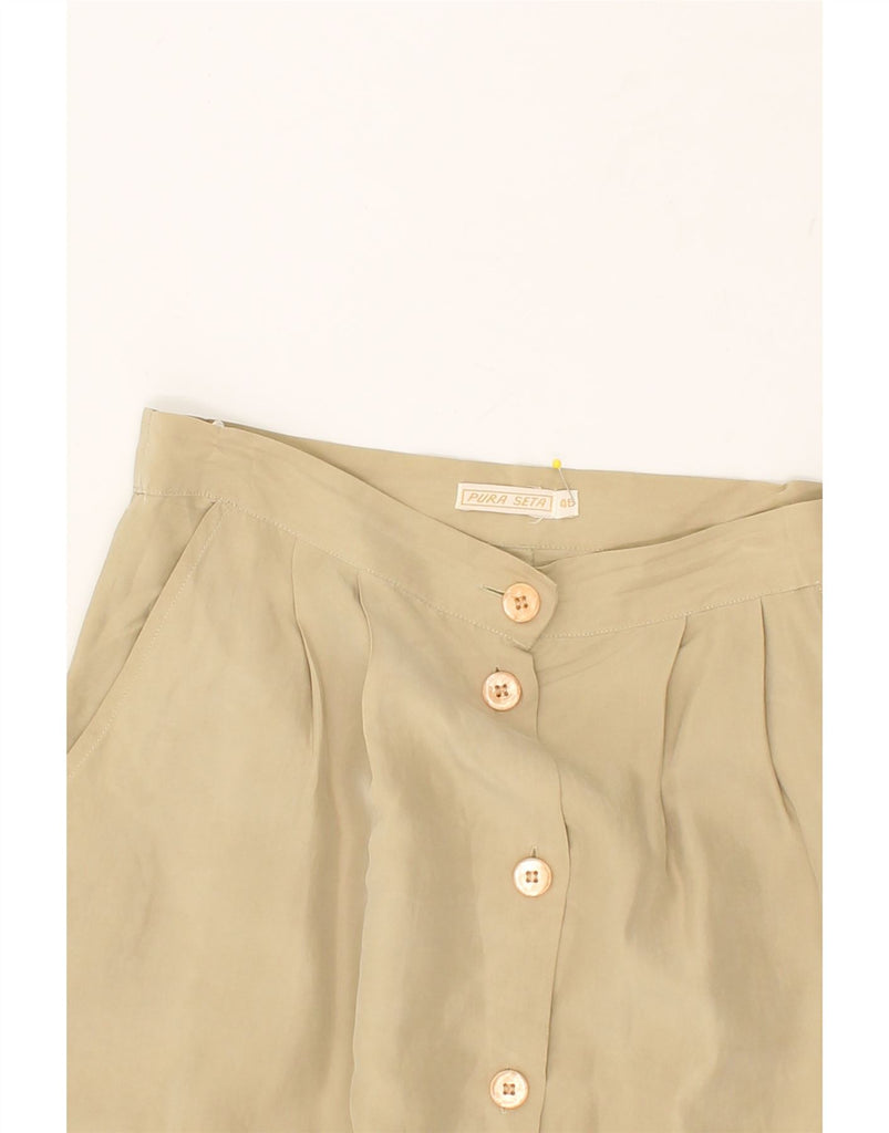 VINTAGE Womens High Waist Pencil Skirt IT 46 Large W28 Beige Silk | Vintage Vintage | Thrift | Second-Hand Vintage | Used Clothing | Messina Hembry 