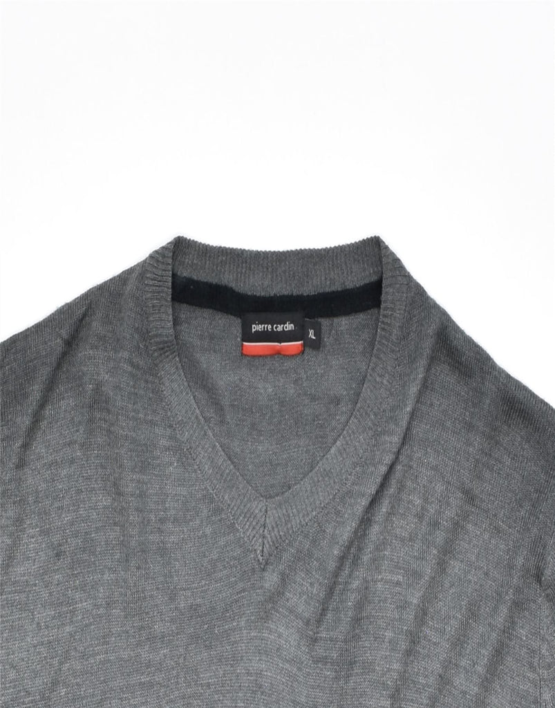 PIERRE CARDIN Mens V-Neck Jumper Sweater XL Grey Acrylic | Vintage | Thrift | Second-Hand | Used Clothing | Messina Hembry 