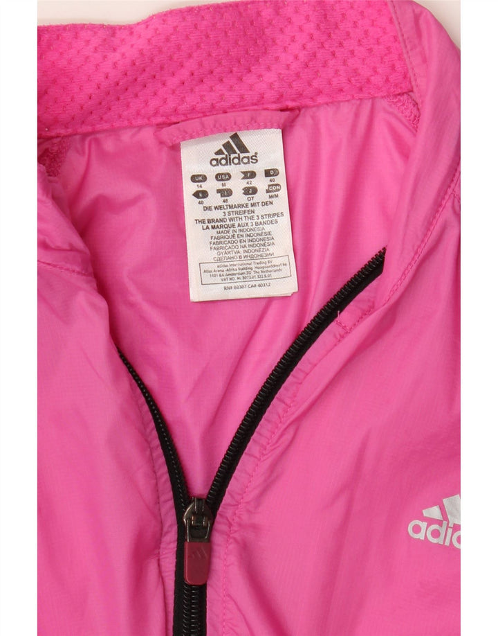Adidas Womens Tracksuit Top Jacket UK 14 Large Pink Nylon