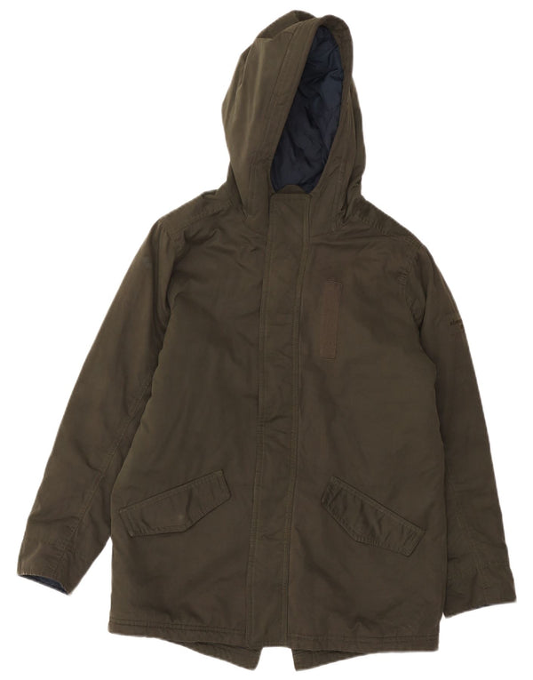 ABERCROMBIE & FITCH Boys Hooded Parka Jacket 13-14 Years Khaki Polyester
