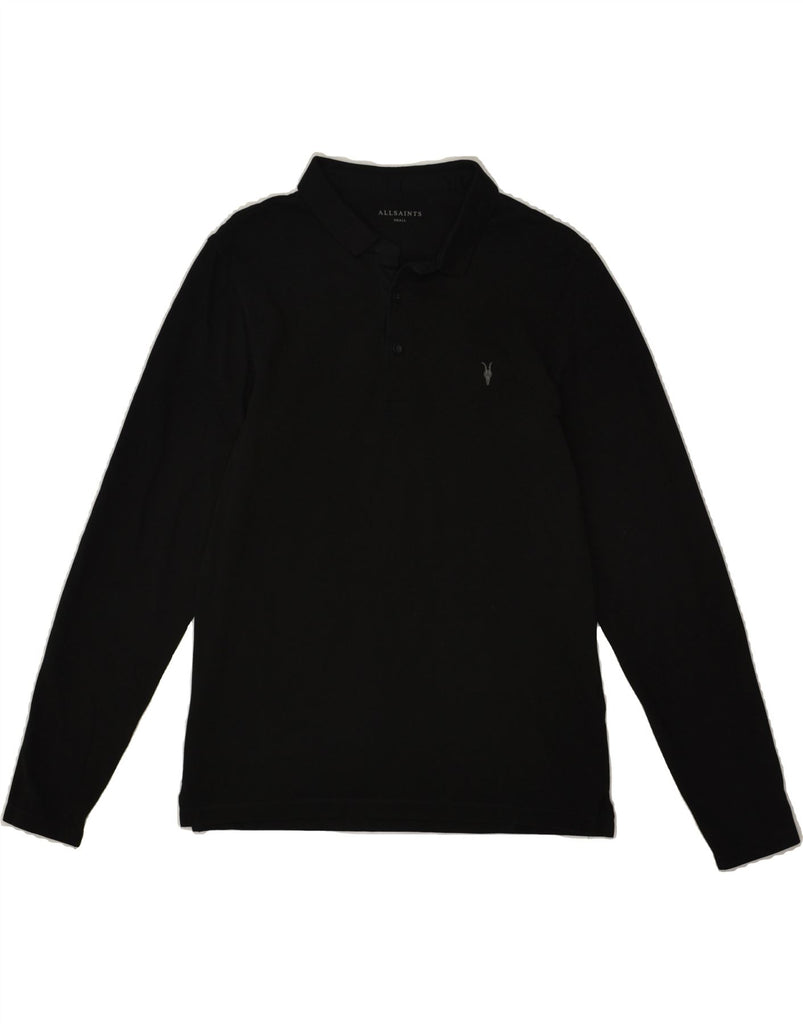 ALL SAINTS Mens Long Sleeve Polo Shirt Small Black Cotton | Vintage All Saints | Thrift | Second-Hand All Saints | Used Clothing | Messina Hembry 