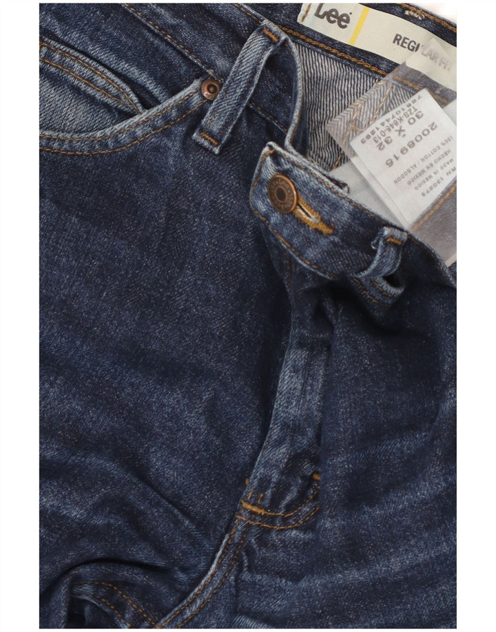 Lee Mens Regular Fit Straight Jeans W30 L32 Blue Cotton