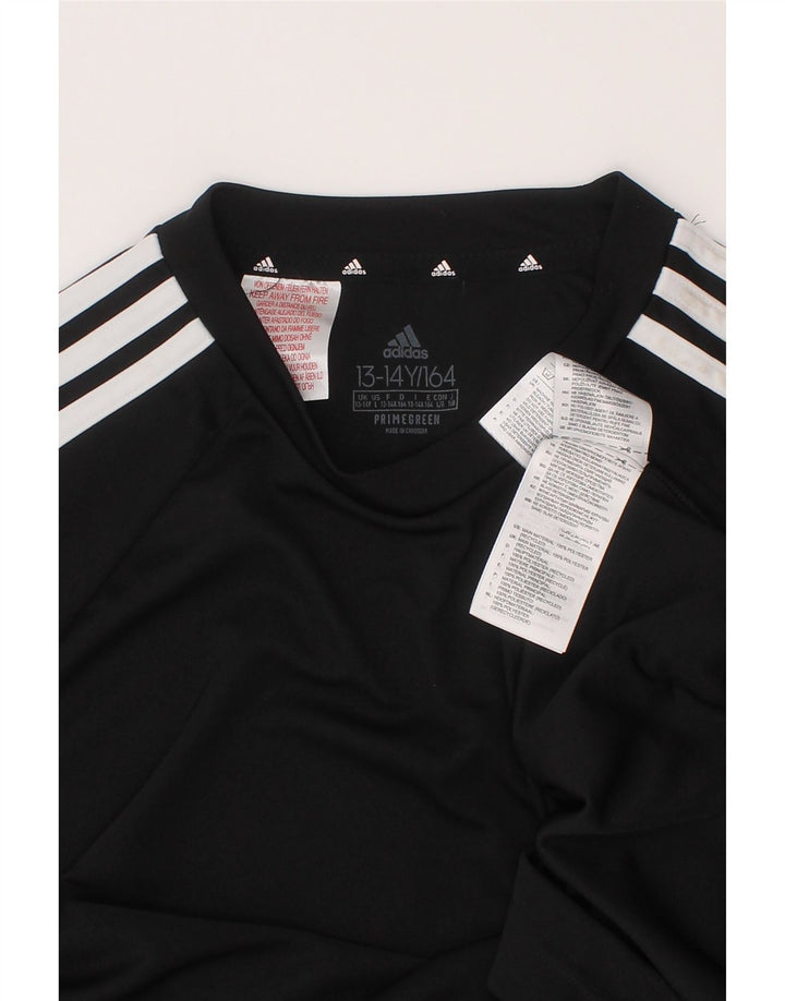 Adidas Boys Aeroready T-Shirt Top 13-14 Years Black Polyester