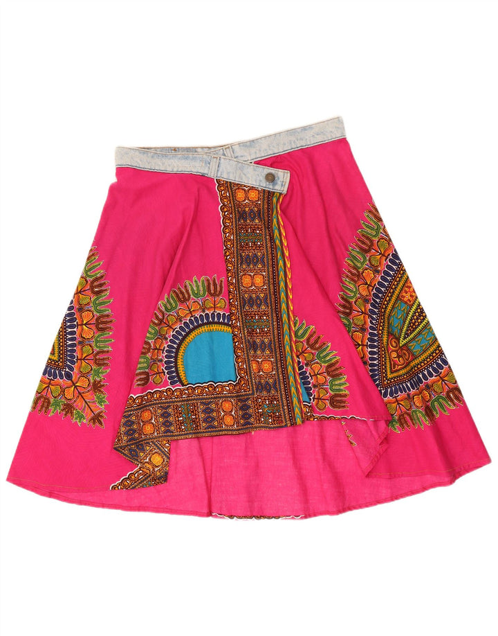 Levi's Womens Asymmetric Wrap Skirt W32 Large Pink Geometric Cotton