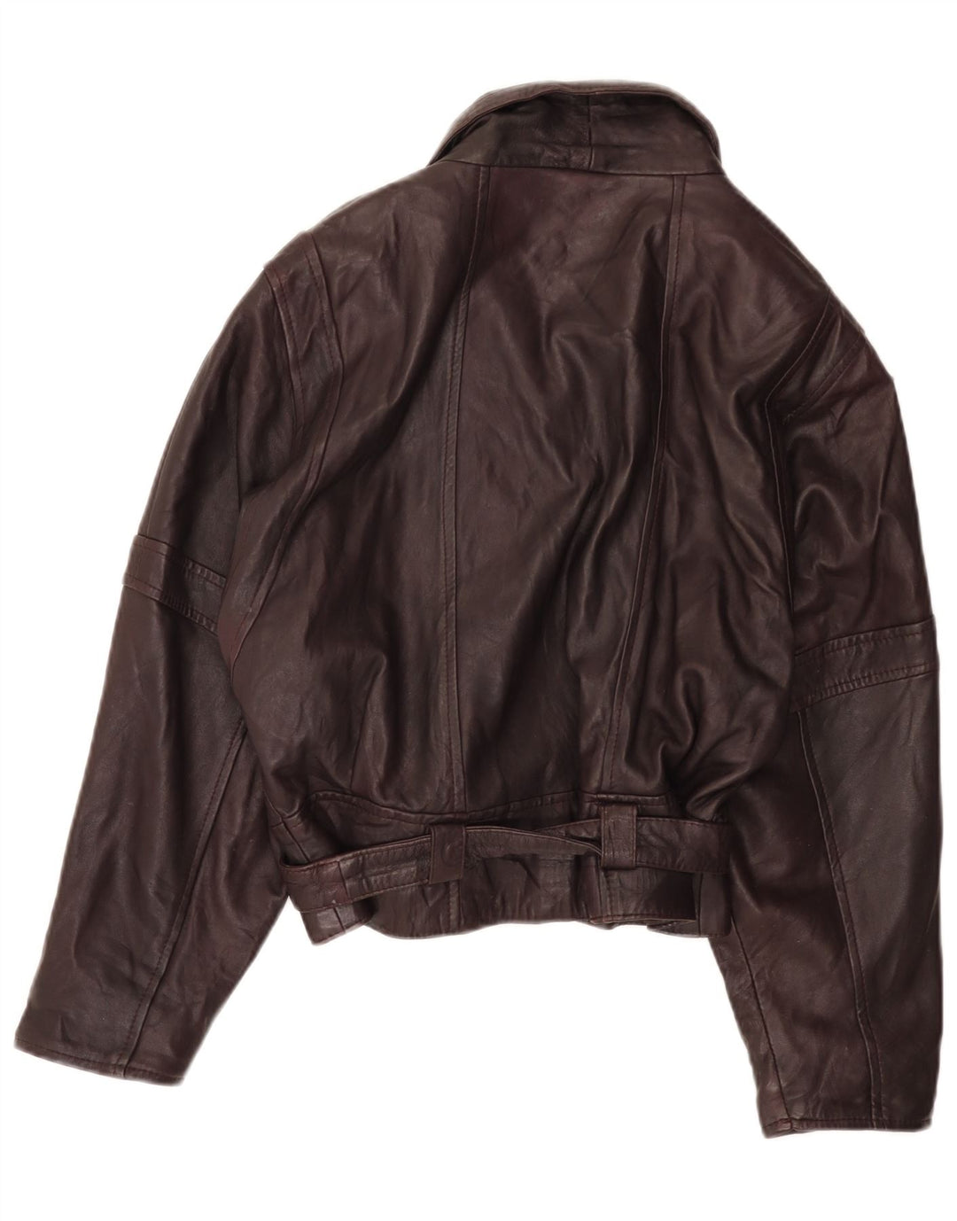 Vintage Womens Leather Jacket IT 42 Medium Burgundy Leather
