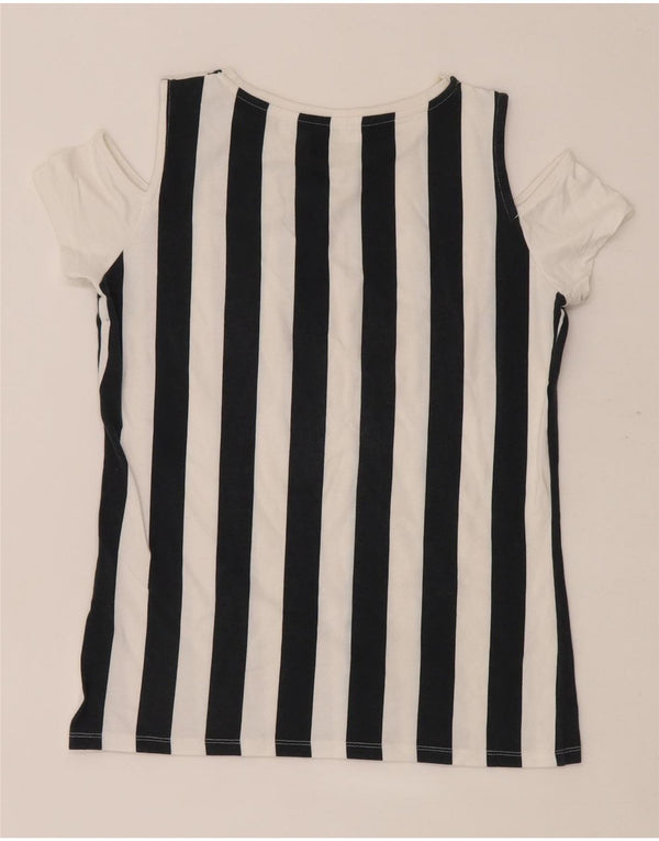 Slam Womens T-Shirt Top UK 10 Small White Striped Cotton