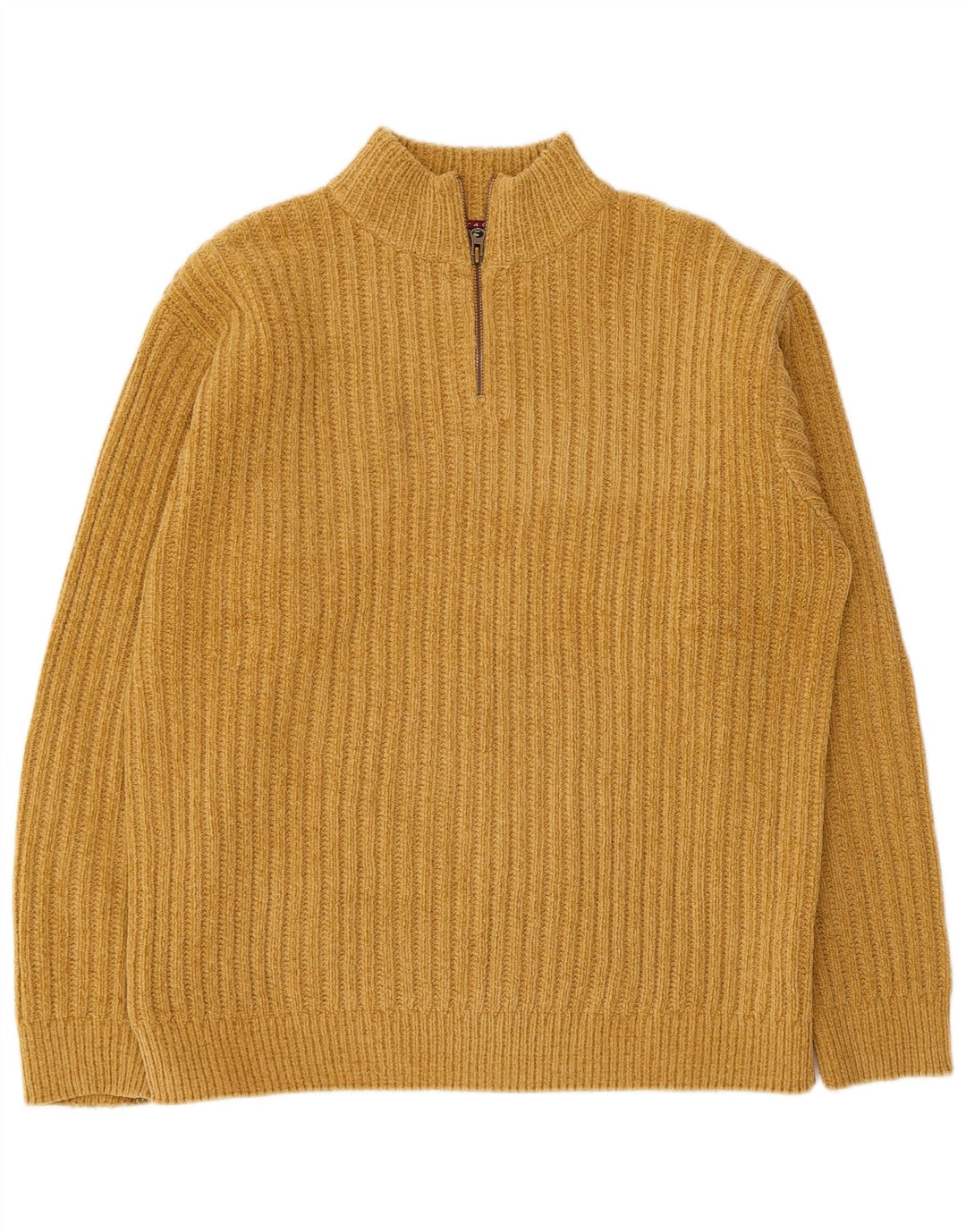 Rifle Mens Zip Neck Jumper Sweater XL Yellow Acrylic
