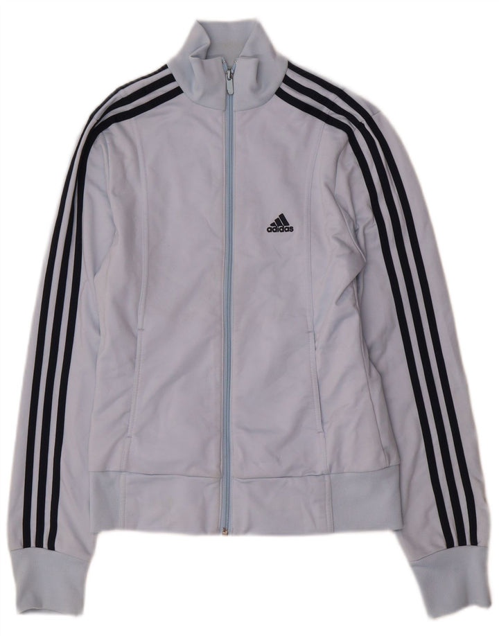 Adidas Womens Tracksuit Top Jacket UK 12 Medium Blue Polyester