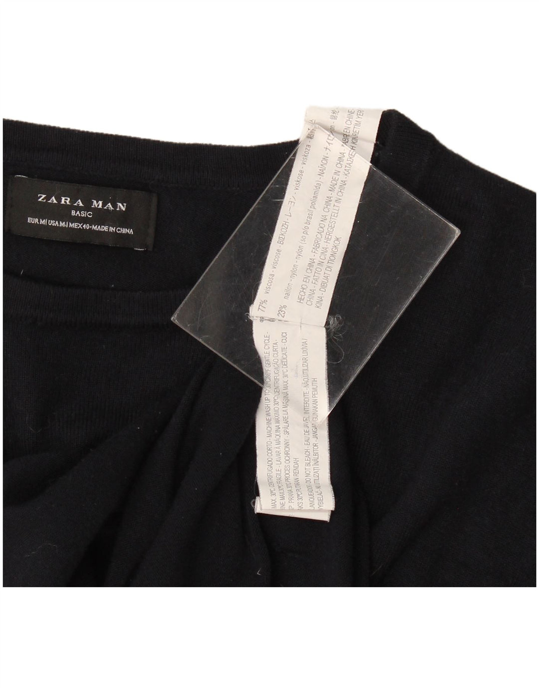 Zara Mens Boat Neck Jumper Sweater Medium Navy Blue Viscose