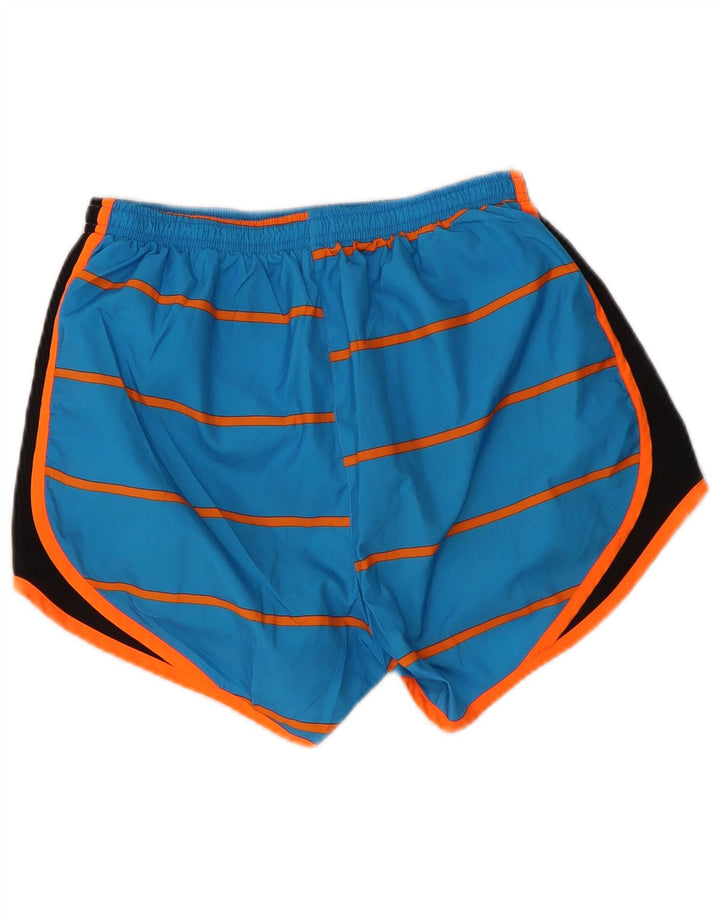 Nike Womens Dri Fit Sport Shorts UK 10 Small Blue Colourblock Polyester