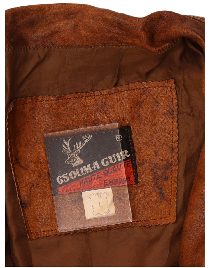 Vintage Mens Bomber Leather Jacket UK 40 Large Brown Leather