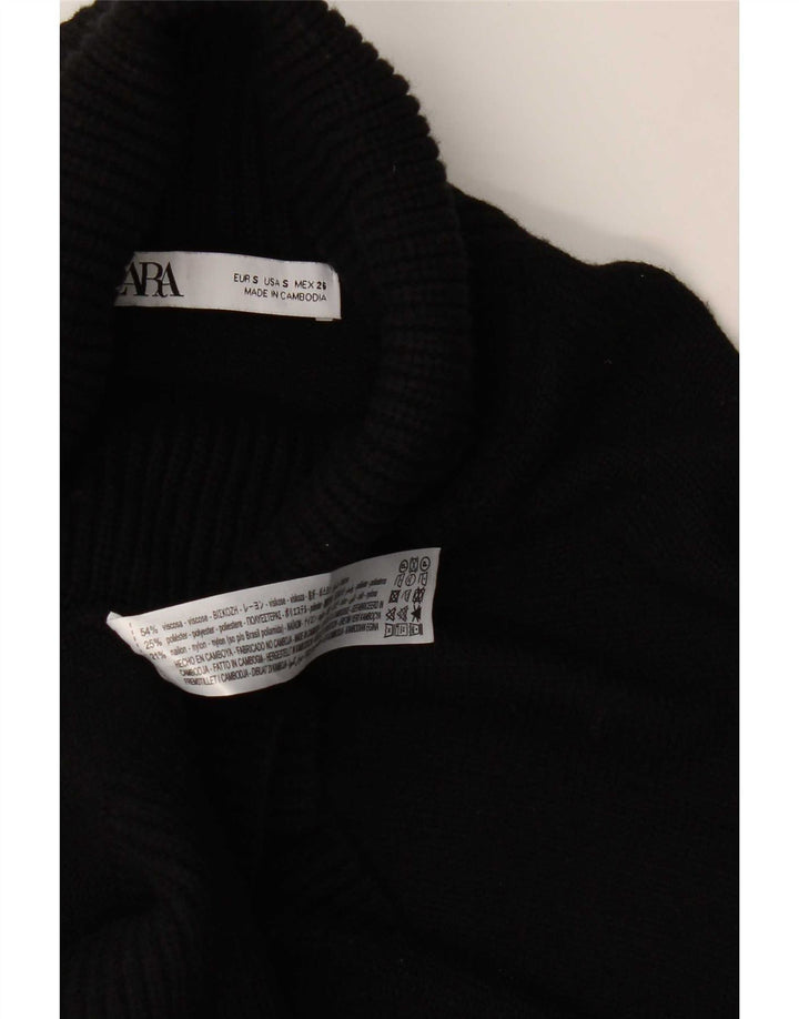 Zara Womens Oversized Roll Neck Jumper Sweater UK 10 Small Black Viscose