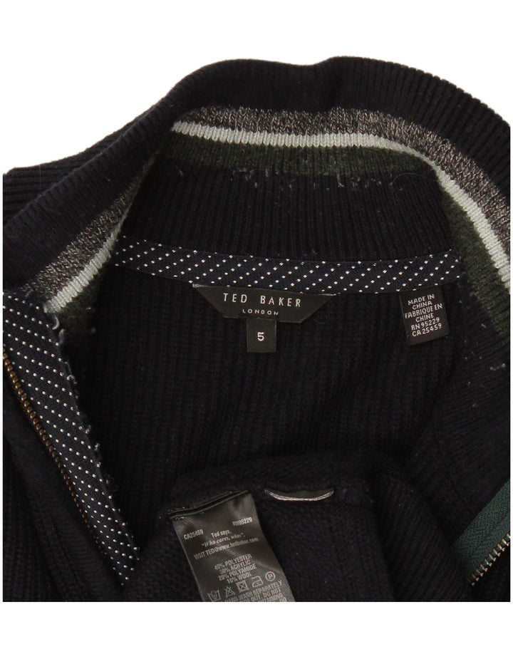Ted Baker Mens Zip Neck Jumper Sweater Size 5 XL Navy Blue Polyester