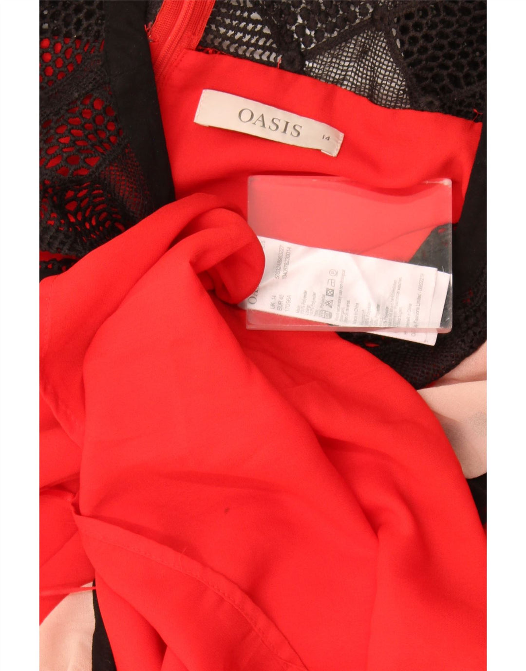 Oasis Womens Sleeveless A-Line Dress UK 14 Large Red Colourblock Polyester