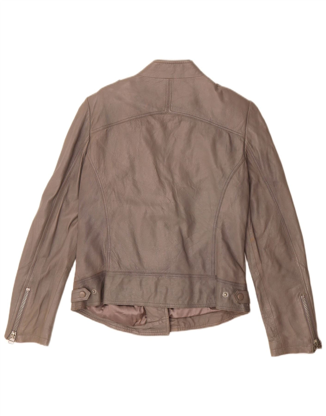 C&A Womens Cindy Crawford Leather Biker Jacket EU 40 Medium Grey