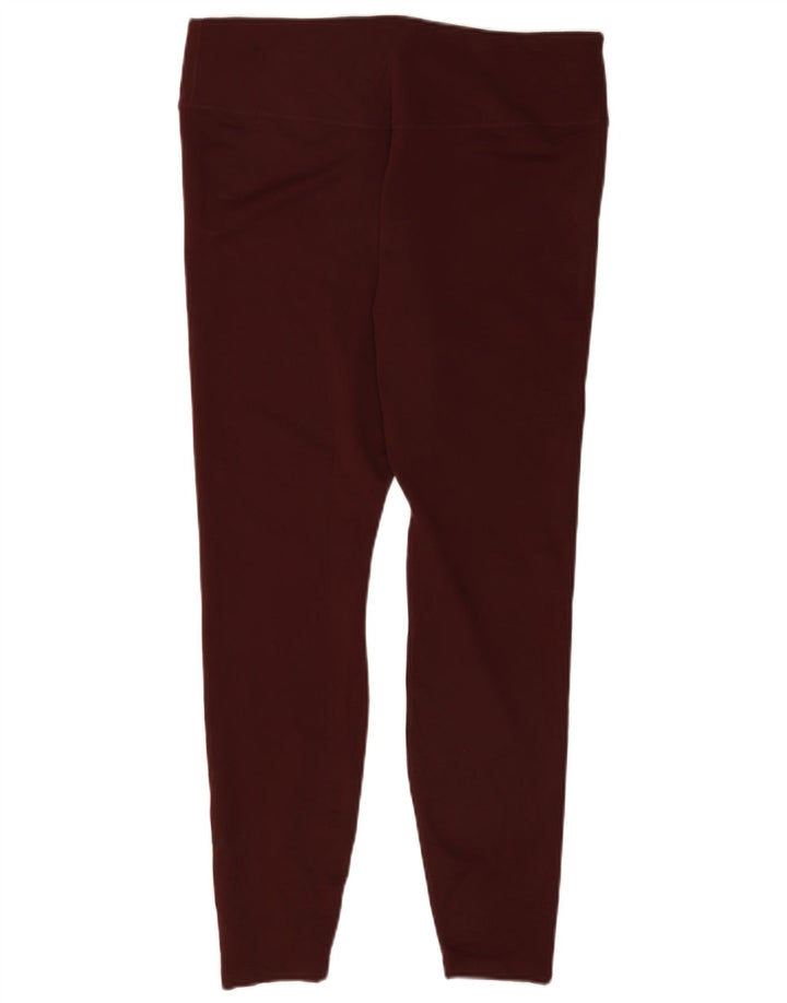 Nike Womens Dri Fit Leggings UK 20 2XL Maroon Polyester