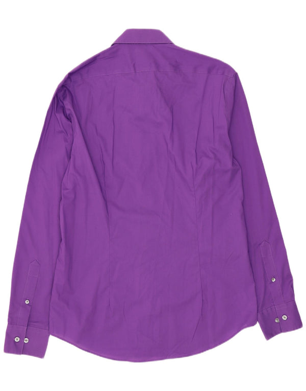 Calvin Klein Mens Slim Fit Shirt Size 39 15 1/2 Medium Purple Cotton