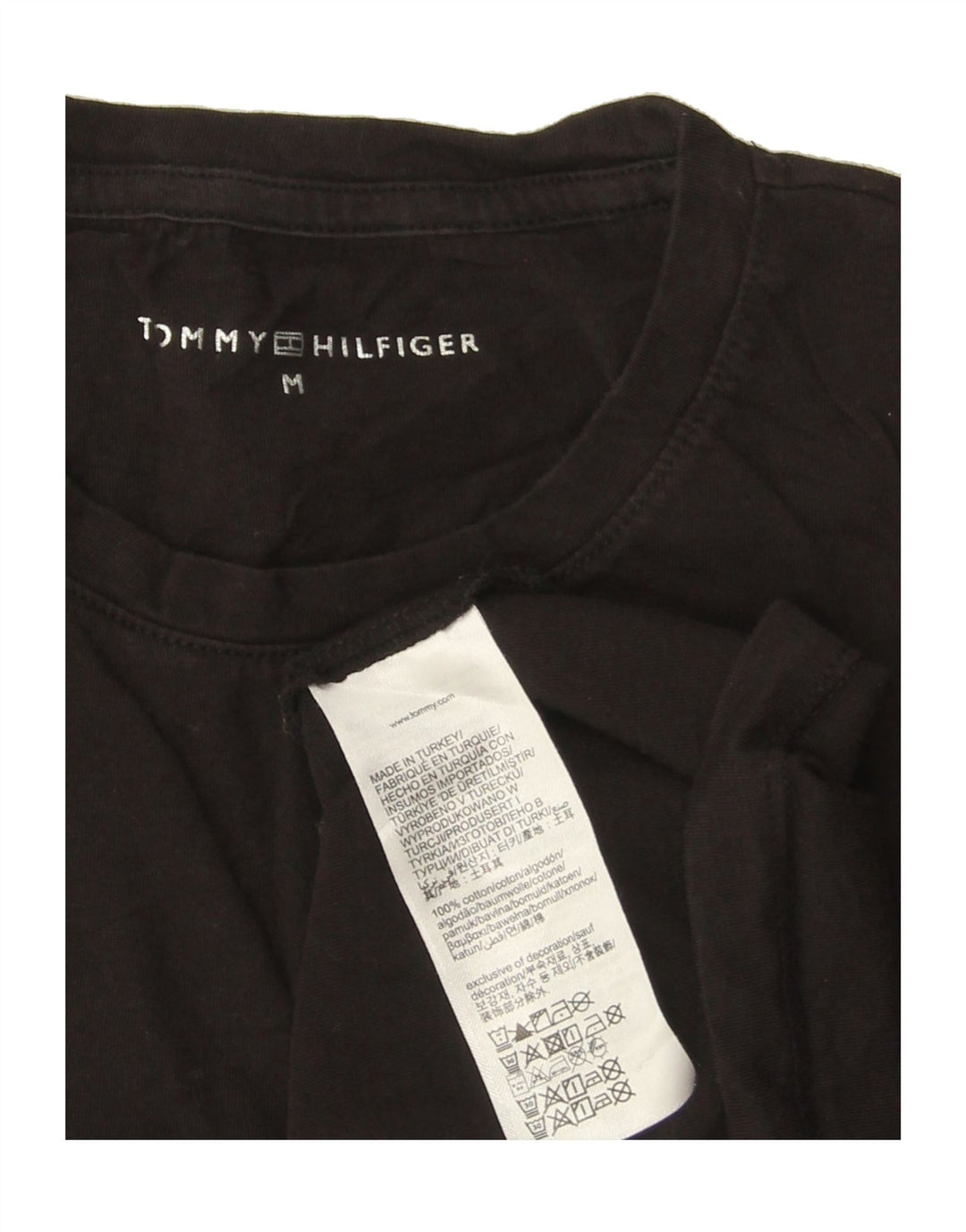 TOMMY HILFIGER Womens T-Shirt Top UK 12 Medium Black Cotton Vintage Tommy Hilfiger and Second-Hand Tommy Hilfiger from Messina Hembry 