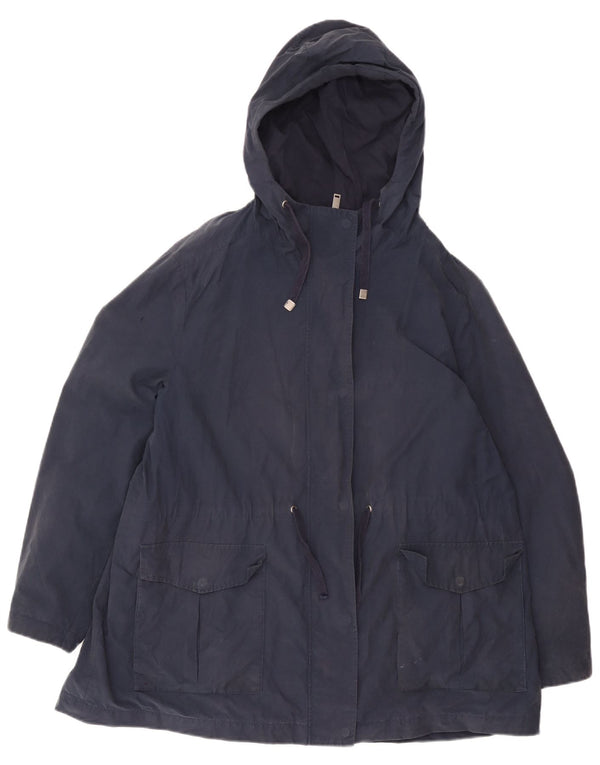 Marks & Spencer Womens Hooded Parka Jacket UK 24 4XL Navy Blue Cotton