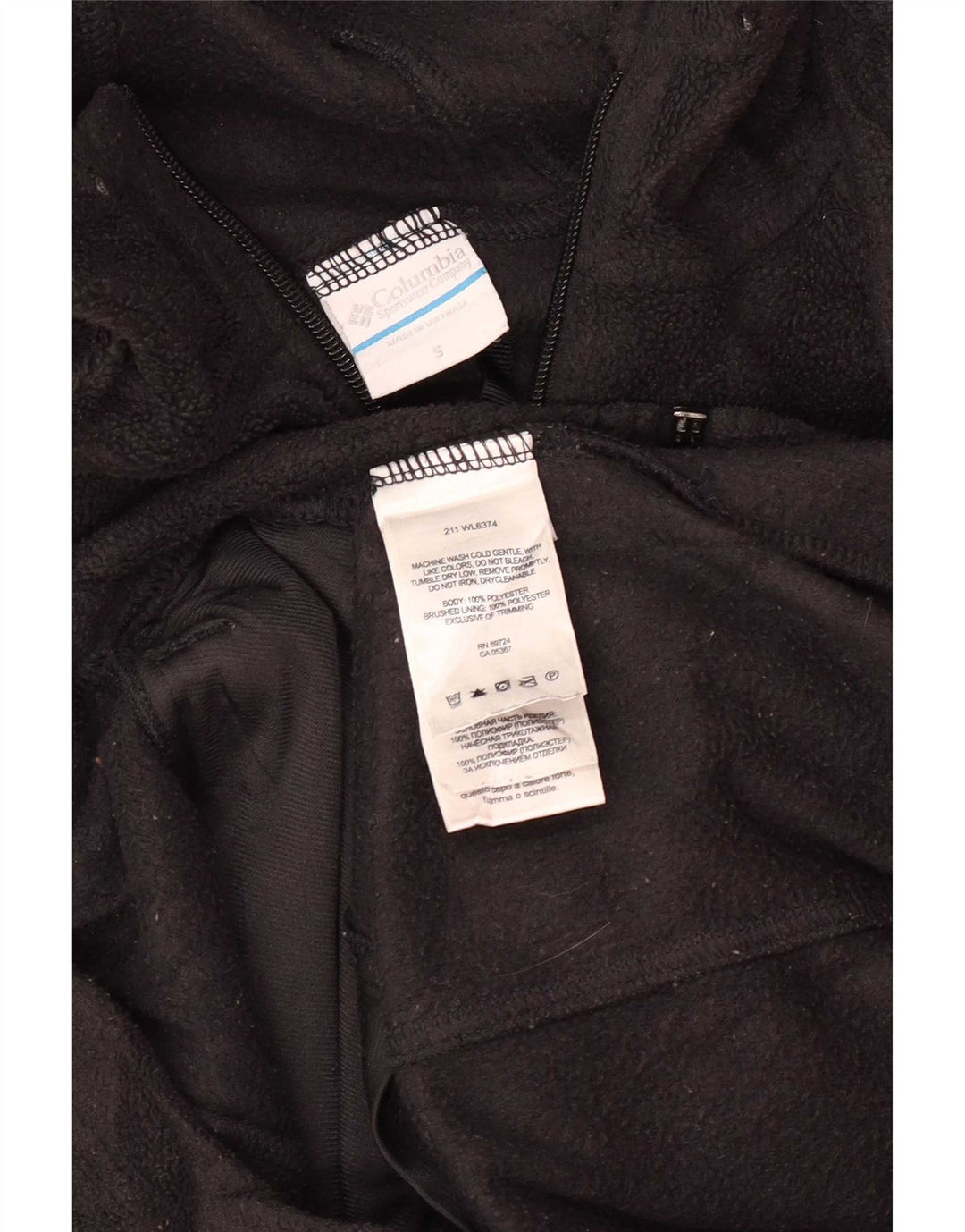 Columbia Mens Hooded Fleece Jacket UK 36 Small Black Polyester