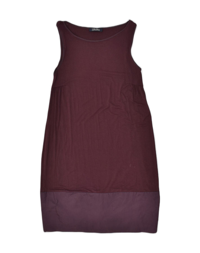 MAX MARA Womens Sleeveless Bubble Dress UK 8 Small Burgundy Colourblock | Vintage Max Mara | Thrift | Second-Hand Max Mara | Used Clothing | Messina Hembry 