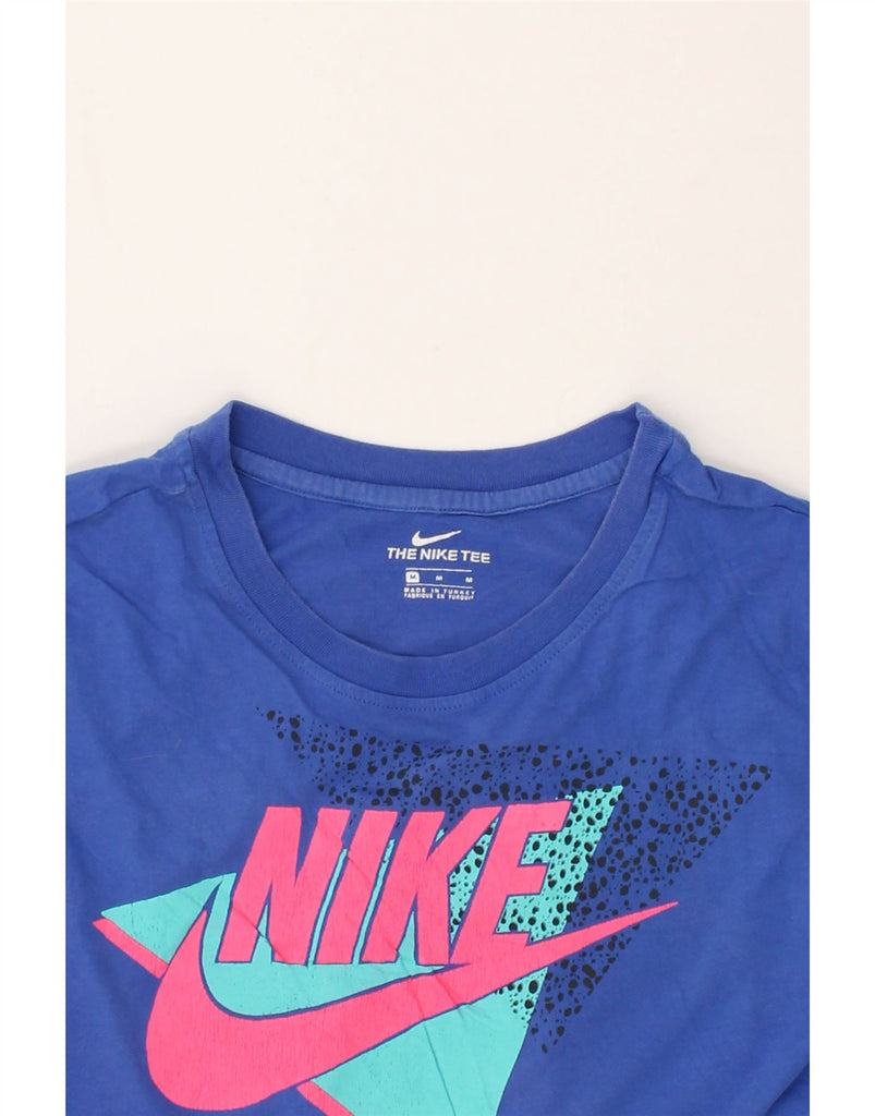 NIKE Womens Graphic T-Shirt Top UK 14 Medium Blue Cotton | Vintage Nike | Thrift | Second-Hand Nike | Used Clothing | Messina Hembry 