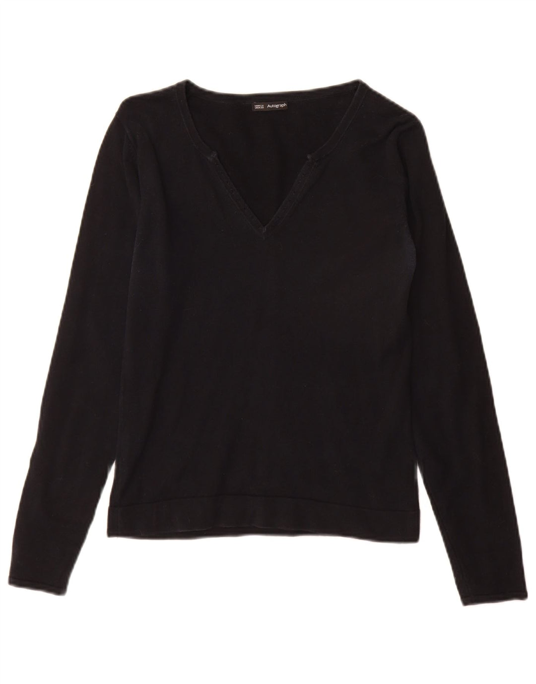 Marks & Spencer Womens Autograph V-Neck Jumper Sweater UK 10 Small Black