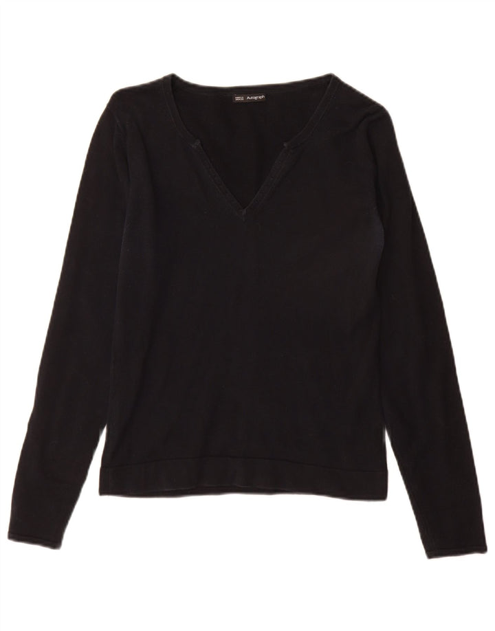 Marks & Spencer Womens Autograph V-Neck Jumper Sweater UK 10 Small Black