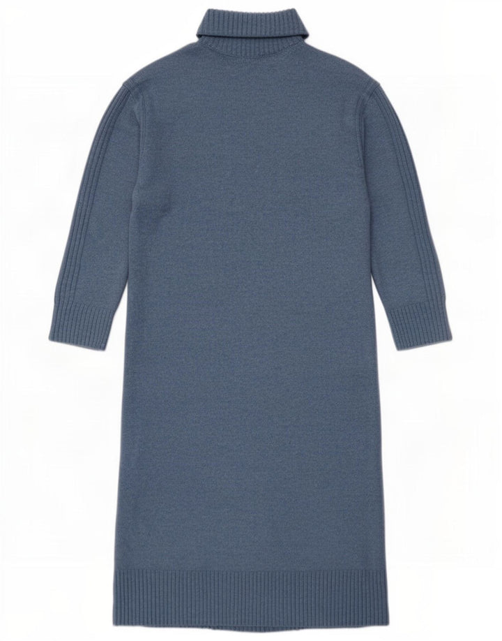Marks & Spencer Womens Long Sleeve Jumper Dress UK 14 Medium Blue Polyester