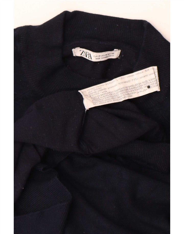 Zara Mens Crew Neck Jumper Sweater Medium Navy Blue Viscose