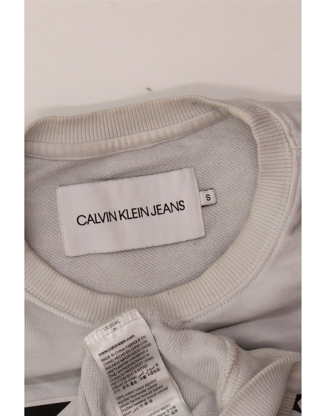 CALVIN KLEIN JEANS Mens Graphic Sweatshirt Jumper Small Grey Cotton