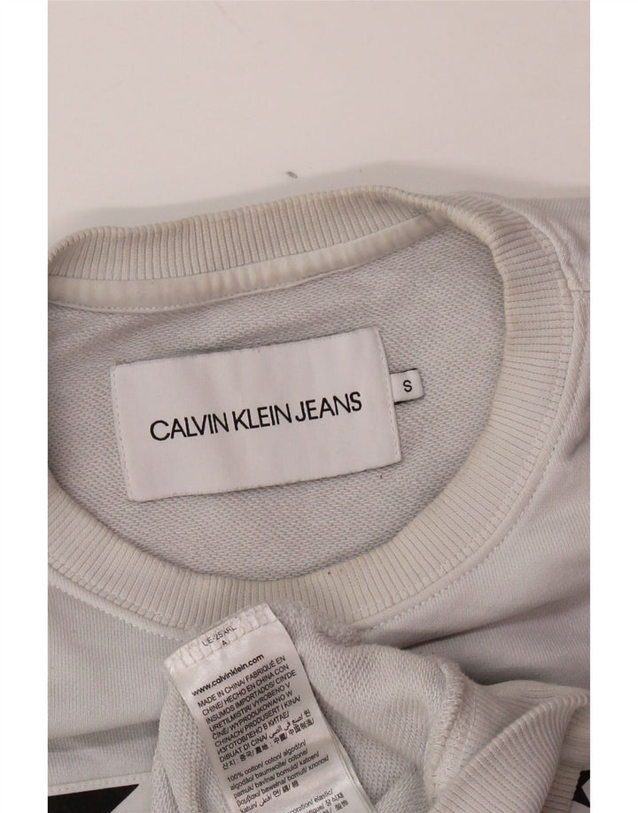 CALVIN KLEIN JEANS Mens Graphic Sweatshirt Jumper Small Grey Cotton