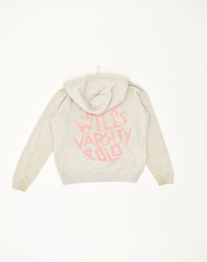 JACK WILLS Womens Graphic Hoodie Jumper UK 12 Medium Grey Cotton | Vintage Jack Wills | Thrift | Second-Hand Jack Wills | Used Clothing | Messina Hembry 