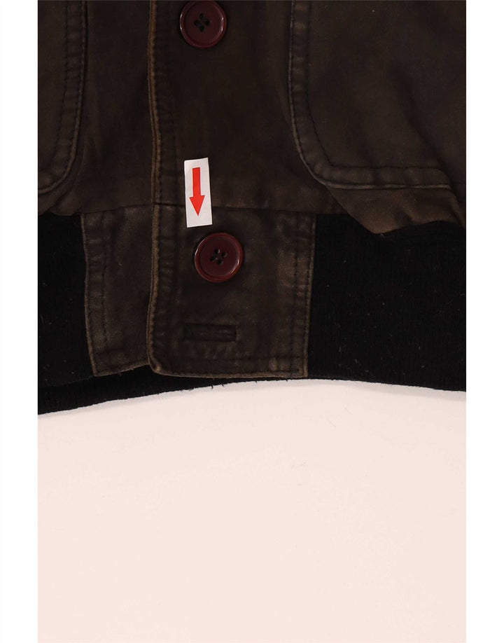 Vintage Mens Suede Bomber Jacket UK 40 Large Khaki