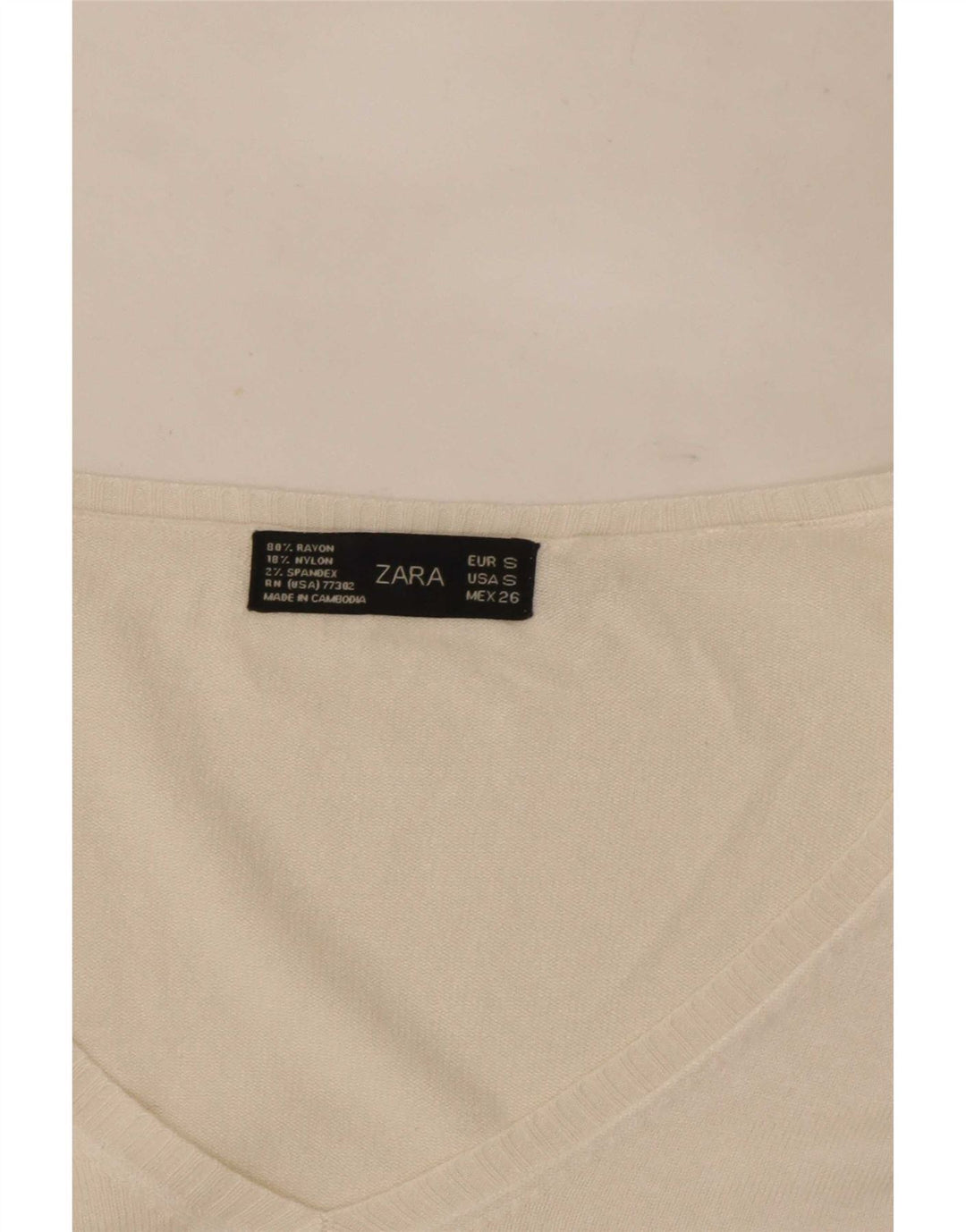 Zara Womens Top Long Sleeve UK 10 Small White Rayon