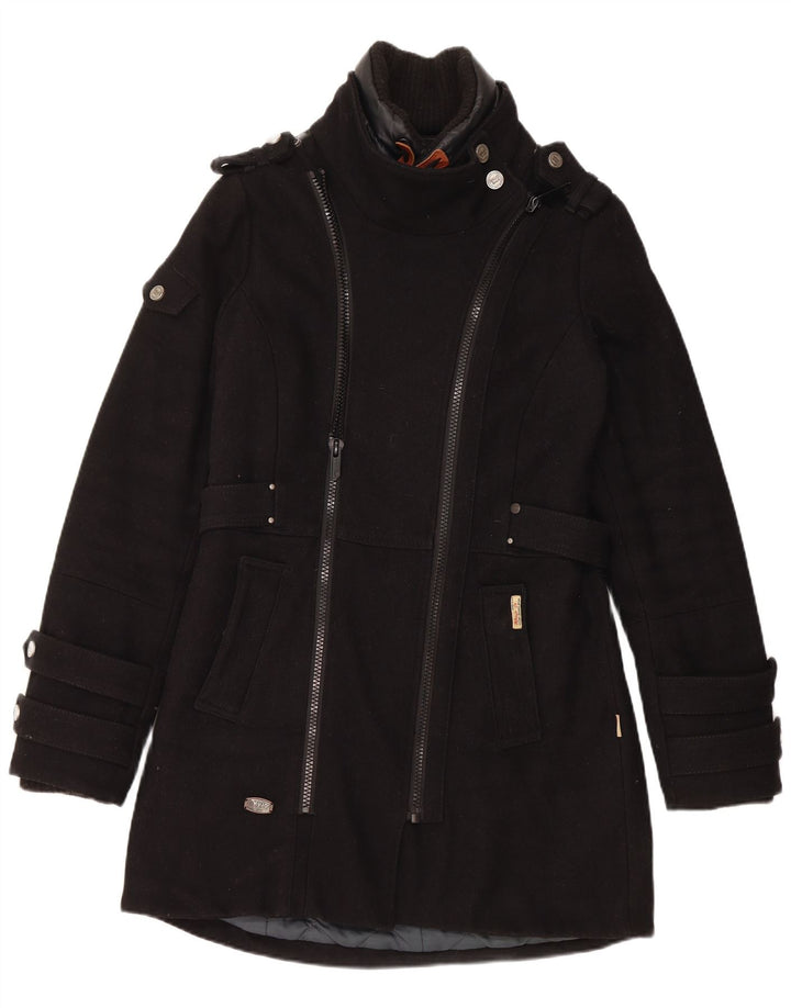 KHUJO Mens Military Overcoat UK 38 Medium Black Nylon