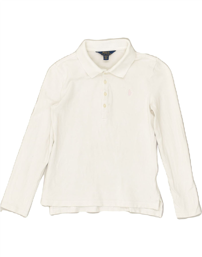 POLO RALPH LAUREN Girls Long Sleeve Polo Shirt 8-9 Years Medium  White | Vintage Polo Ralph Lauren | Thrift | Second-Hand Polo Ralph Lauren | Used Clothing | Messina Hembry 