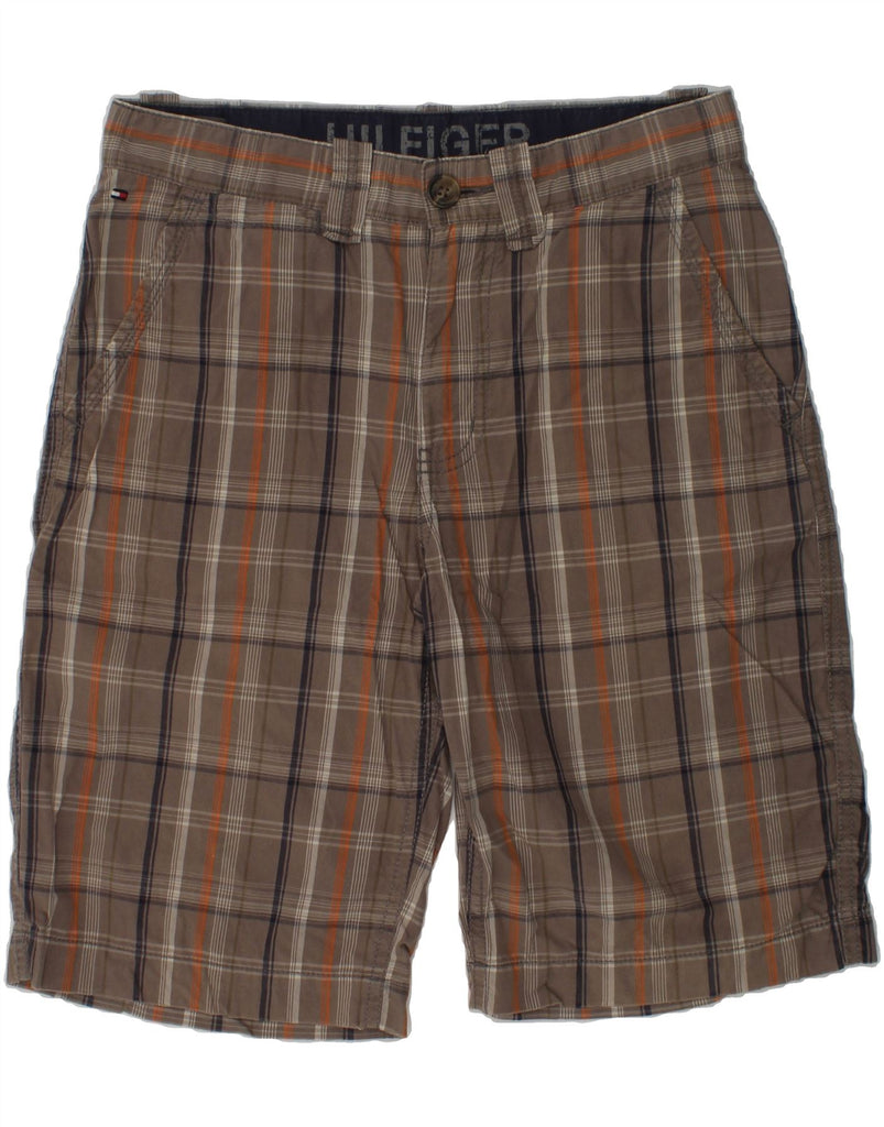 TOMMY HILFIGER Boys Chino Shorts 13-14 Years W28 Grey Check Cotton | Vintage Tommy Hilfiger | Thrift | Second-Hand Tommy Hilfiger | Used Clothing | Messina Hembry 