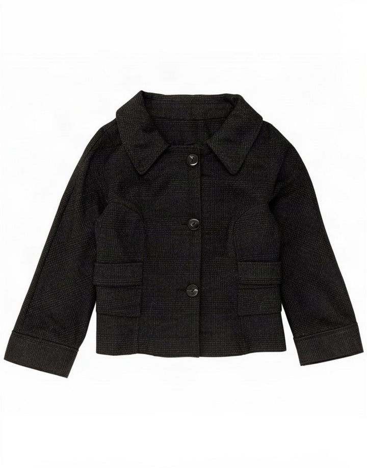 Zara Womens 3 Button Blazer Jacket UK 14 Medium Black Check Wool