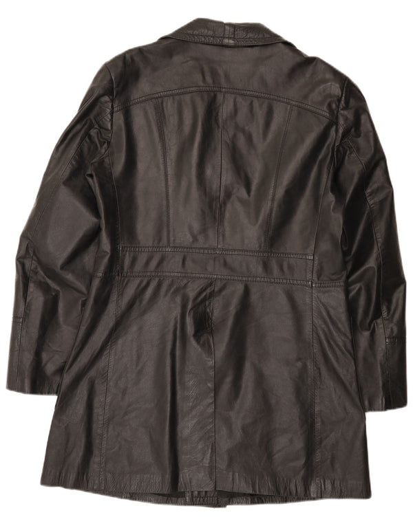 Vintage Mens Leather Coat UK 36 Small Black