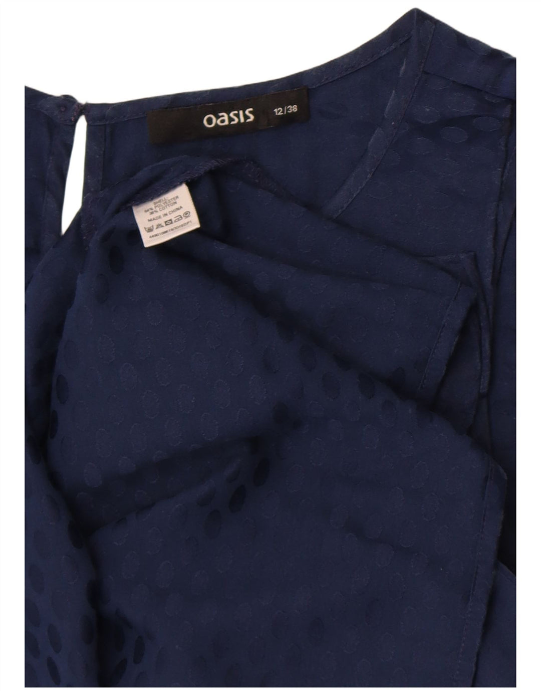 Oasis Womens Sleeveless Blouse Top UK 12 Medium Navy Blue Spotted Polyester