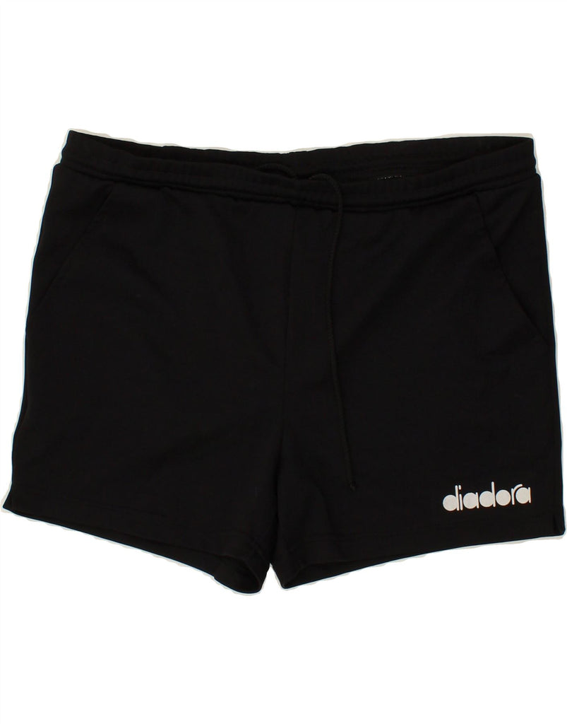 DIADORA Mens Graphic Sport Shorts Large Black Polyester | Vintage Diadora | Thrift | Second-Hand Diadora | Used Clothing | Messina Hembry 